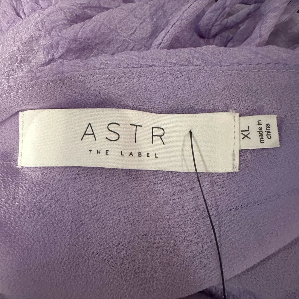 ASTR The Label Purple Textured V-Neck Puff Sleeve Top XL - Picture 8 of 11
